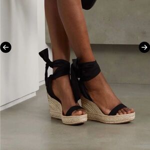 Christian Louboutin Black Wedge Espadrilles